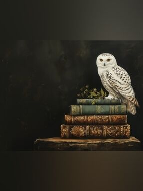 Snowy Owl Decorative Vintage Books Custom Fridge Magnet